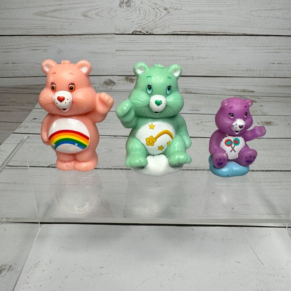 Lot of 3 TCFC Care Bear Figures‎ Cheer Wish & Share Bear Vtg 2000's Cake Toppers